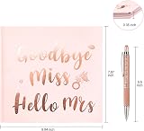 HOWAF Goodbye Miss Hello Mrs Notebook Pink Rose Gold Hen Party Guest Book view 2