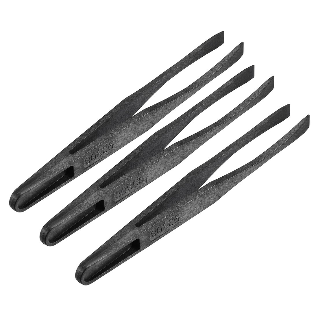 Sourcingmap Plastic Anti-Static Tweezers, Precision Flat Tip for Jewelry Craft DIY Beauty Electronics Repair Tool Black 3 Pcs