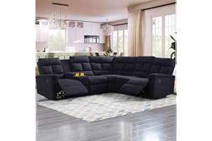 Evedy Manual Home Theater Seating Recliner Chair Sofa Living Room Furniture Sets, MZH2311181281, Black-B