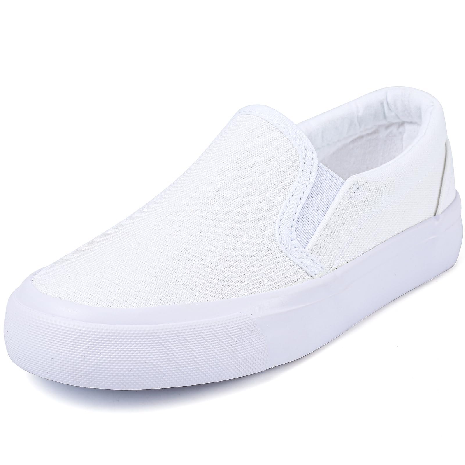 Photo 1 of Boy's Girl's Toddlers Canvas Sneakers Slip-On Lightweight Kids White Sneakers Casual Skin-Friendly Walking Running Shoes Toddler 8
