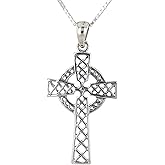 Jewelry Trends Irish Celtic Cross Religious Sterling Silver Pendant Necklace 18"