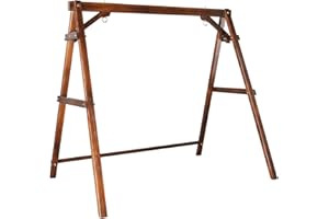 VINGLI Heavy Duty 660 LBS Wooden Swing Frame with Extra Bottom Connection Board, Upgraded A-Frame Porch Swing Bench Stand for Indoor & Outdoor (Rustic)