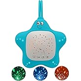 Portable White Noise Baby Sound Machine Sleep Soother with Star Projector | Rechargeable Sleep Aid Music with Lullabies &amp; Nature, Projector, Volume for Crib, Car, Stroller, Travel, Newborn Toddler Gift