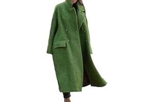YARDSONG Plus Size Trench Coats for Women Fall Winter Business Casual Oversized Jackets Long Sleeve Lapel Collar Wool Coat