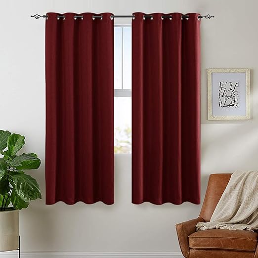 Amazon Com Jinchan Curtains Bedroom 63 Inch Long Burgundy Red