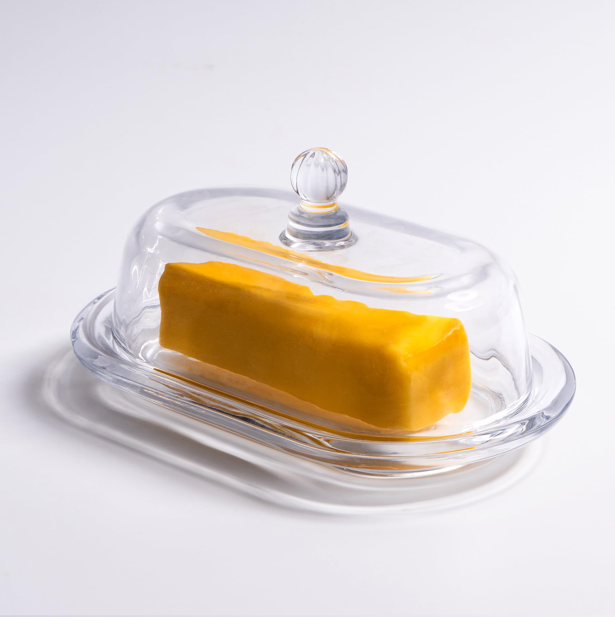 Photo 1 of 7.5" Large Glass Butter Dish with Cover, Clear Crystal Glass Butter Holder Tray with Lid for Countertop Fridge