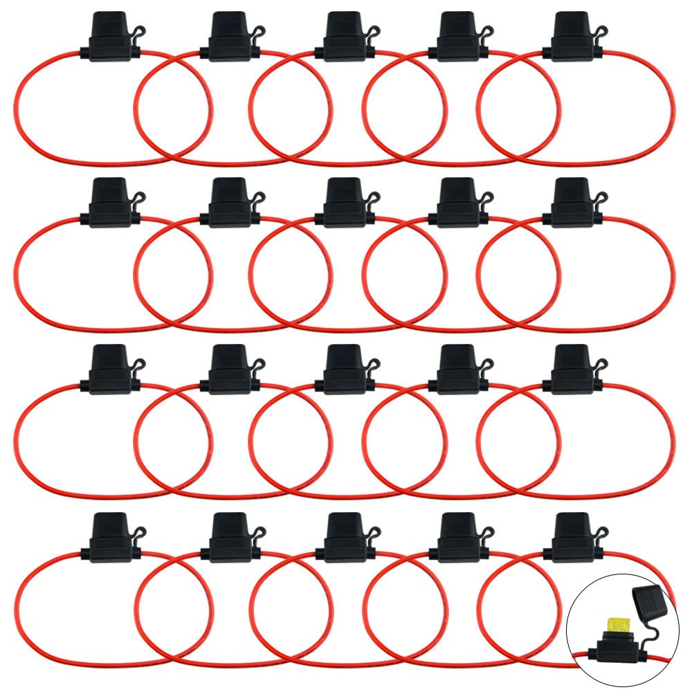 WMYCONGCONG 20 PCS 14 Gauge Blade Type Mini Size in-line Fuse Holder for Mini ATM APM Blade Fuse Automotive Use