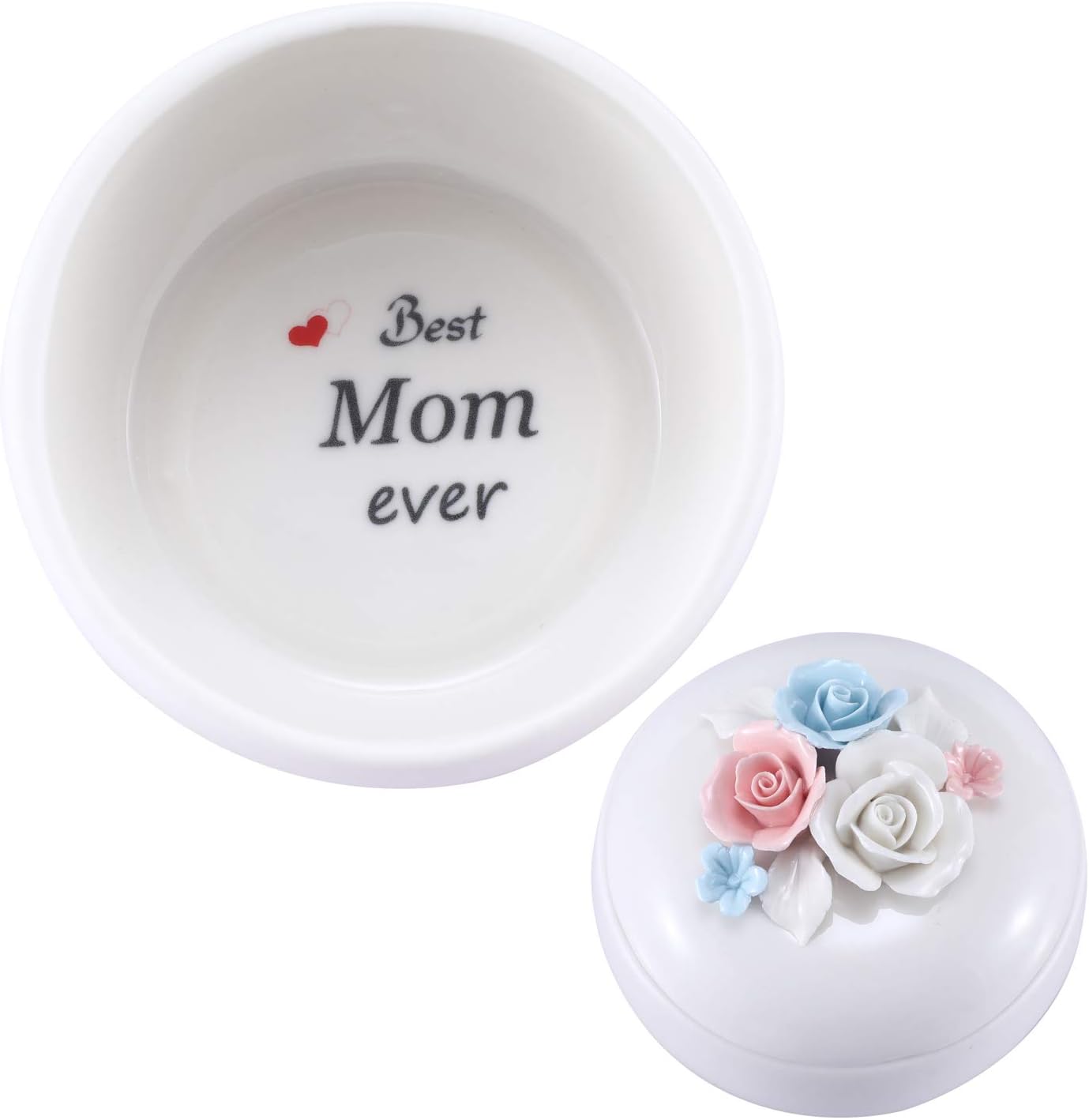 Mom Birthday Gifts Personalized Gifts for Mom from Daughte/Son, Ceramic Jewelry Box Ring Dish Decorative Trinket Box Home Decor, Thanksgiving Gifts Mom Gifts for Christmas (Jewelry Box (Round)): Home & Kitchen