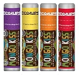 Eco Lips Mongo Kiss Mongongo Oil Lip Balm with Beeswax and Cocoa Butter, 4-Pack (Acai Berry/Banana/Blood Orange/Yumberry Flavors)