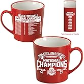 Ohio State Buckeyes 2024 NCAA National Championship Red Ceramic Mug – Official Championship Logo, Season Schedule, Collector’s Edition – Microwave Safe – Hand Wash Recommended – 21 oz-White Interior