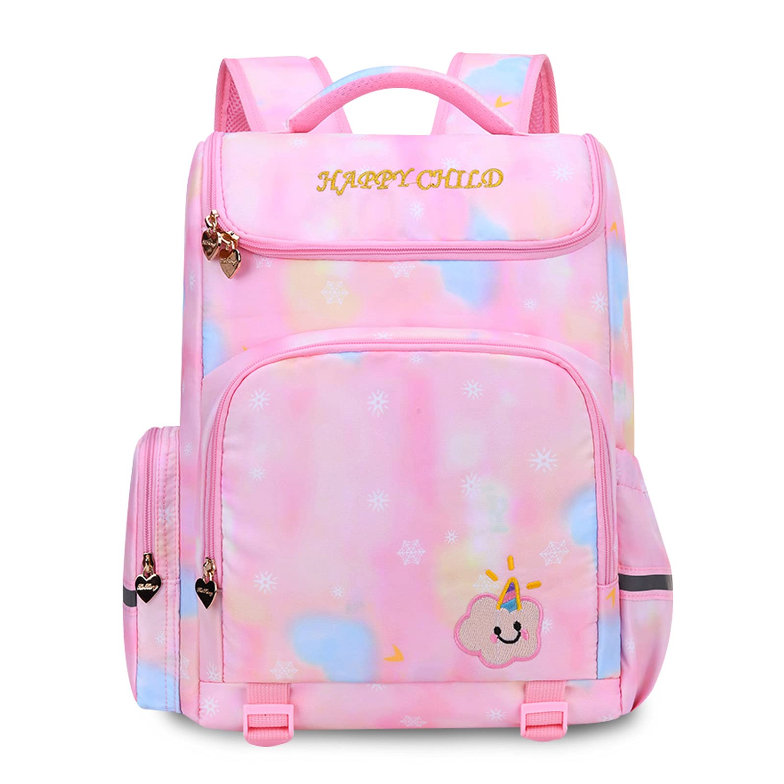 FANDARE School Bags Children's Backpacks Bookbag Girls Boys Primary School Daypacks Student Lightweight Kids Bag for Daughter Son Campus Travel Hiking Backpack Waterproof Polyester Pink