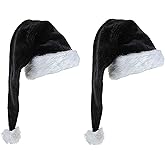 ALIMITOPIA 75 cm Christmas Santa Hat Deluxe Plush Long-tail Christmas Santa Claus Xmas Cap Hat(2pcs,One Size Fits All)