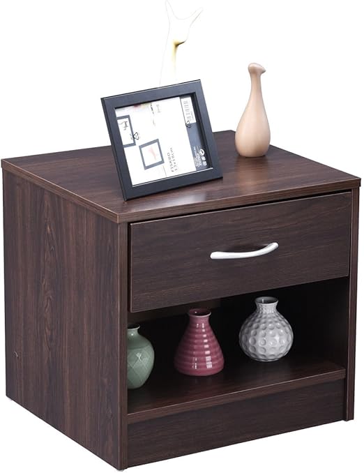 Amazon Com Giantex Wood Night Stand End Side Beside Table Storage Display Bedroom Furniture With Drawer Shelf 1 Kitchen Dining