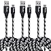 Micro USB Cable, 3 pcs 10ft/3M iChanko Nylon Braided High Speed Sync Quick Charging USB 2.0 Durable Metal Connector Cables for Samsung Galaxy, LG, HTC, Huawei and More (3 Pack Black)