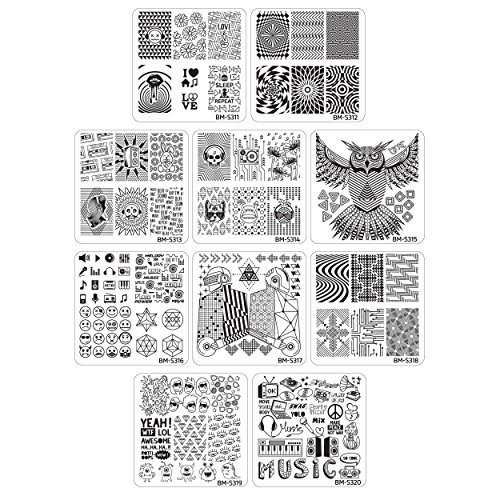 Bundle Monster 10pc Nail Art Polish Manicure Stamping Plates - Musik City Collection