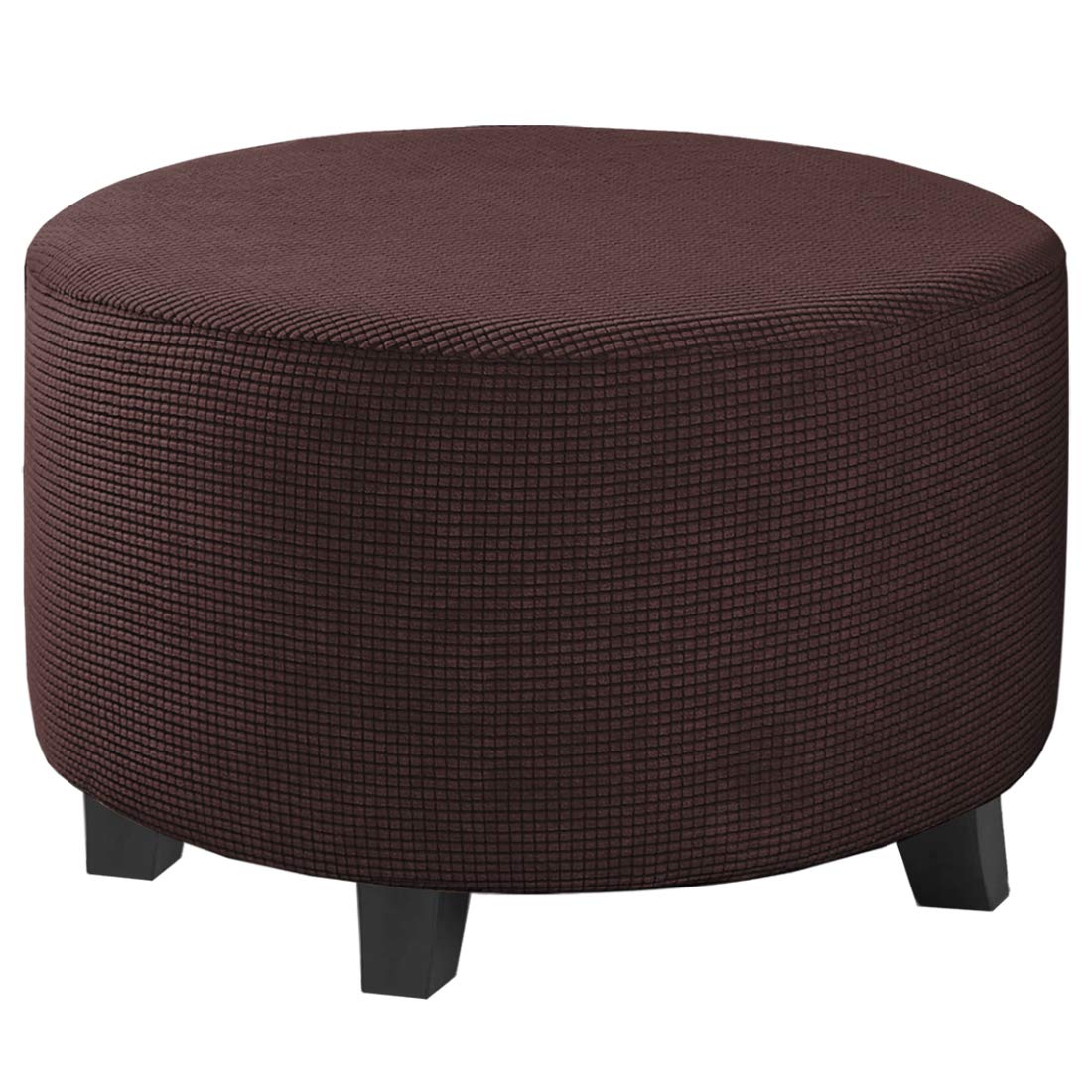 Photo 1 of H.VERSAILTEX Ottoman Cover Stretch Ottoman Slipcover Round Ottoman Storage Cover Folding Stool Covers Furniture Protector Cover for Footrest Ottoman Fit Dia 30" - 41", Chocolate