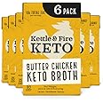 Butter Chicken Keto Bone Broth by Kettle and Fire, Bone Broth Soup, Organic, High Protein, Keto Friendly, Dairy Free, Gluten Free, 16oz each, 6 Pack