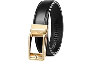 Founders & C Men's Leather Ratchet Comfort Click Belt Dress with Slide Buckle -Adjustable Trim to Fit