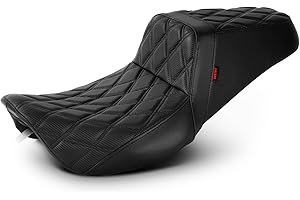 VASTMT One-Piece Driver and Passenger Seat with Diamond Pattern Stitching Fit for Harley Touring Road King 1997-2007 Street G