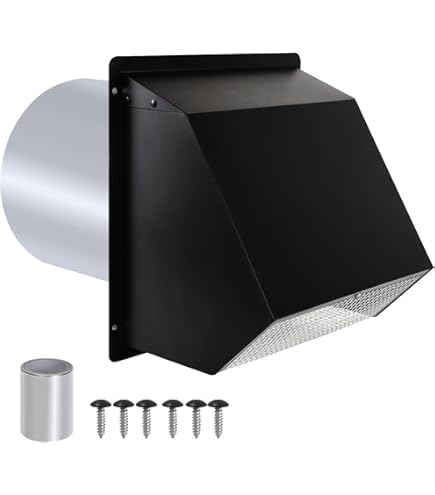 Upgraded 10 Inch Hooded Wall Vent, Outdoor Wall Exhaust Vent Cover Wall Cap With Screen & Damper For Exterior Kitchen Range Hood, Ventilation Dryer, HVAC Duct Air Exhaust, Galvanized Steel, Black - View #11