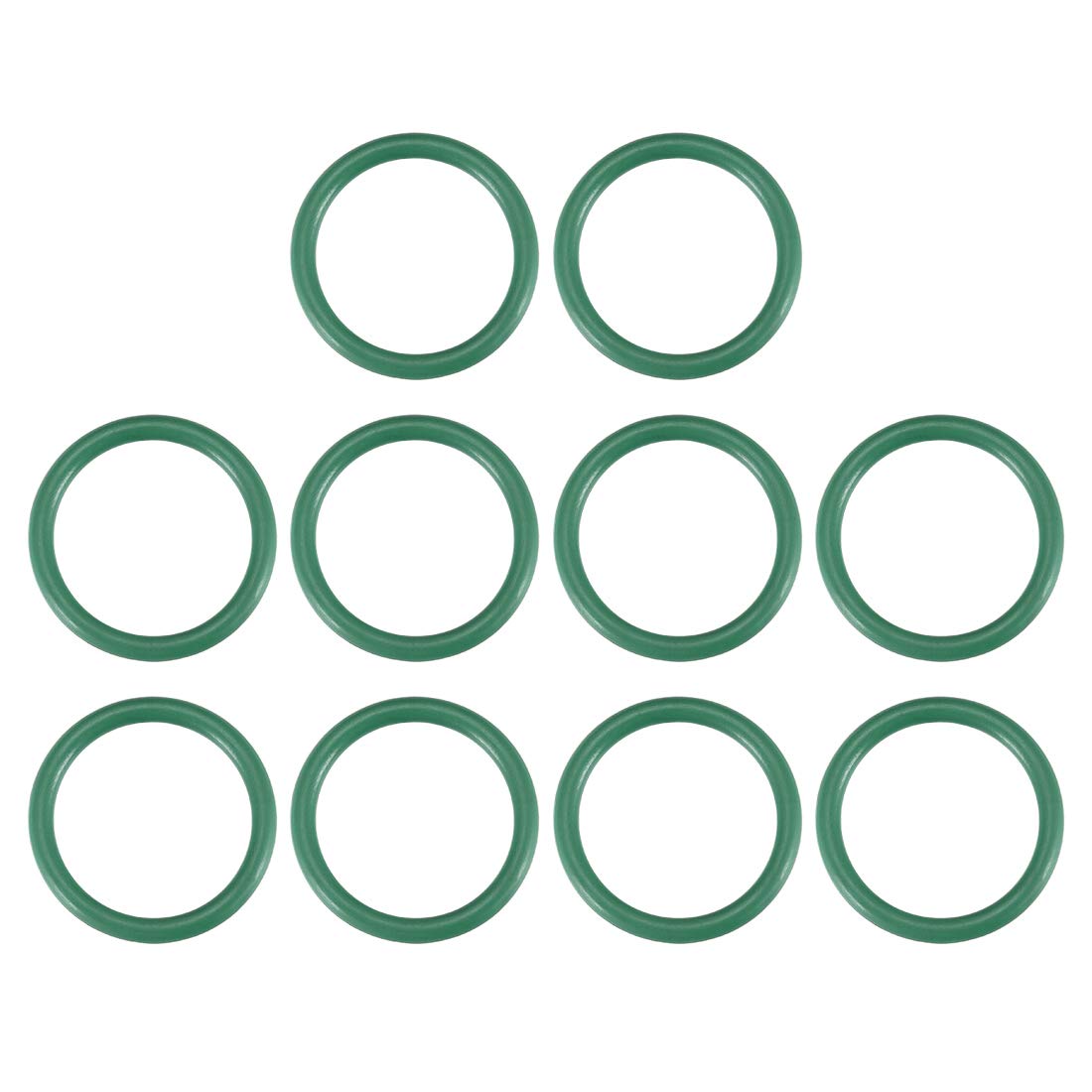 sourcing map Fluorine Rubber O-Rings, 20mm OD 16mm ID 2mm Width FKM Seal Gasket for Machinery Plumbing, Green, Pack of 10