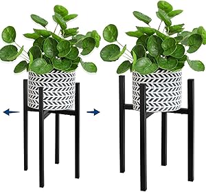 Adjustable Plant Stand, Angela&Alex 1 Pack Indoor Mid Century Plant Holder Modern Metal Planter Fit Medium & Large Pots Sizes for Indoor Outdoor Planters- Adjustable Width 7