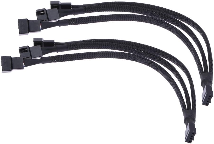 Malayas 4 pin PWM Fan Cable 1 to 3 ways Splitter Black Sleeved Extension Cable (2pcs) - Image 5