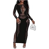Floerns Women's Hollow Out Bodycon Long Dress Long Sleeve Party Concert Dresses