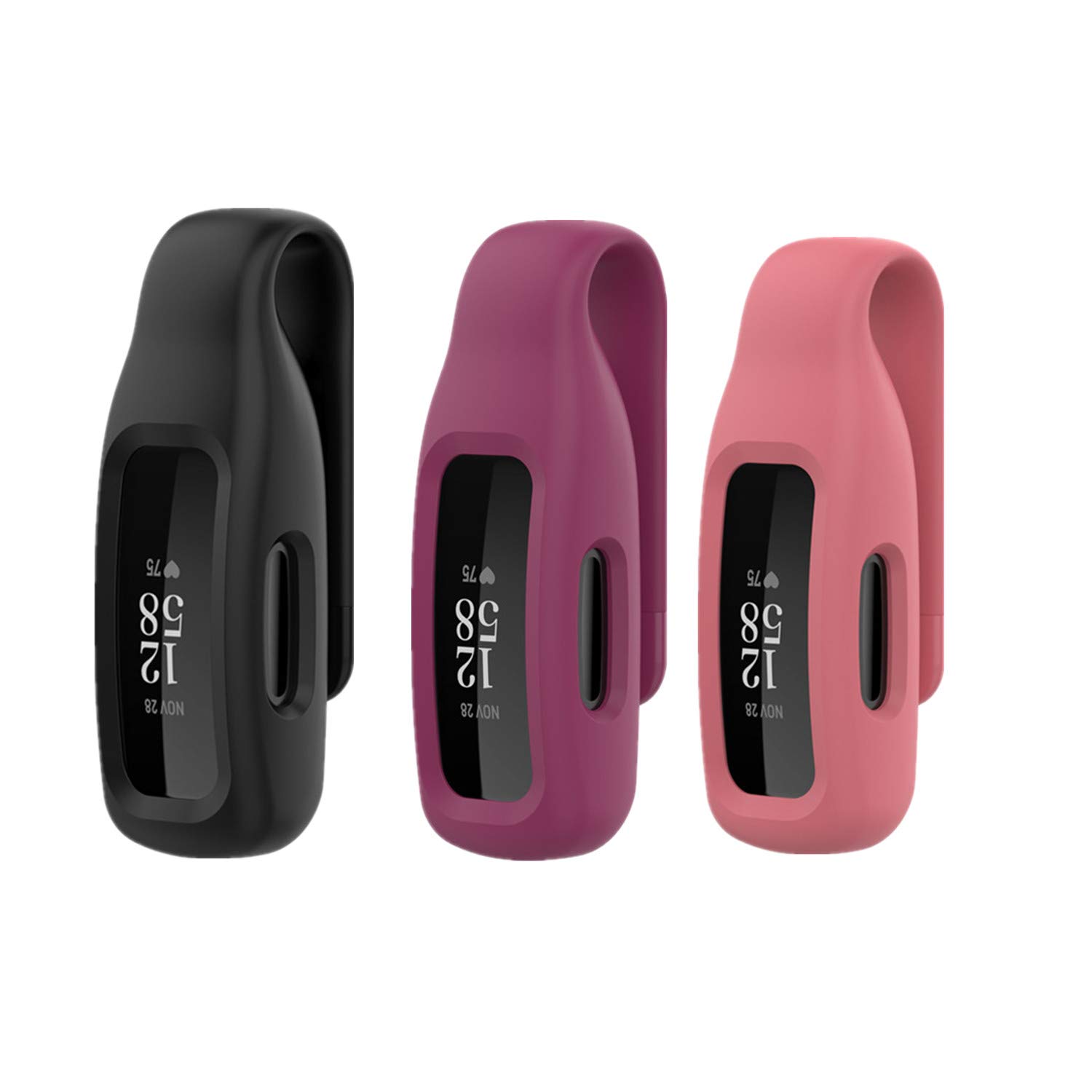 Huwokxix Silicone Protector Holder Cover Protective Case Clip for Fitbit inspire 3/inspire 2/Fitbit ace 3