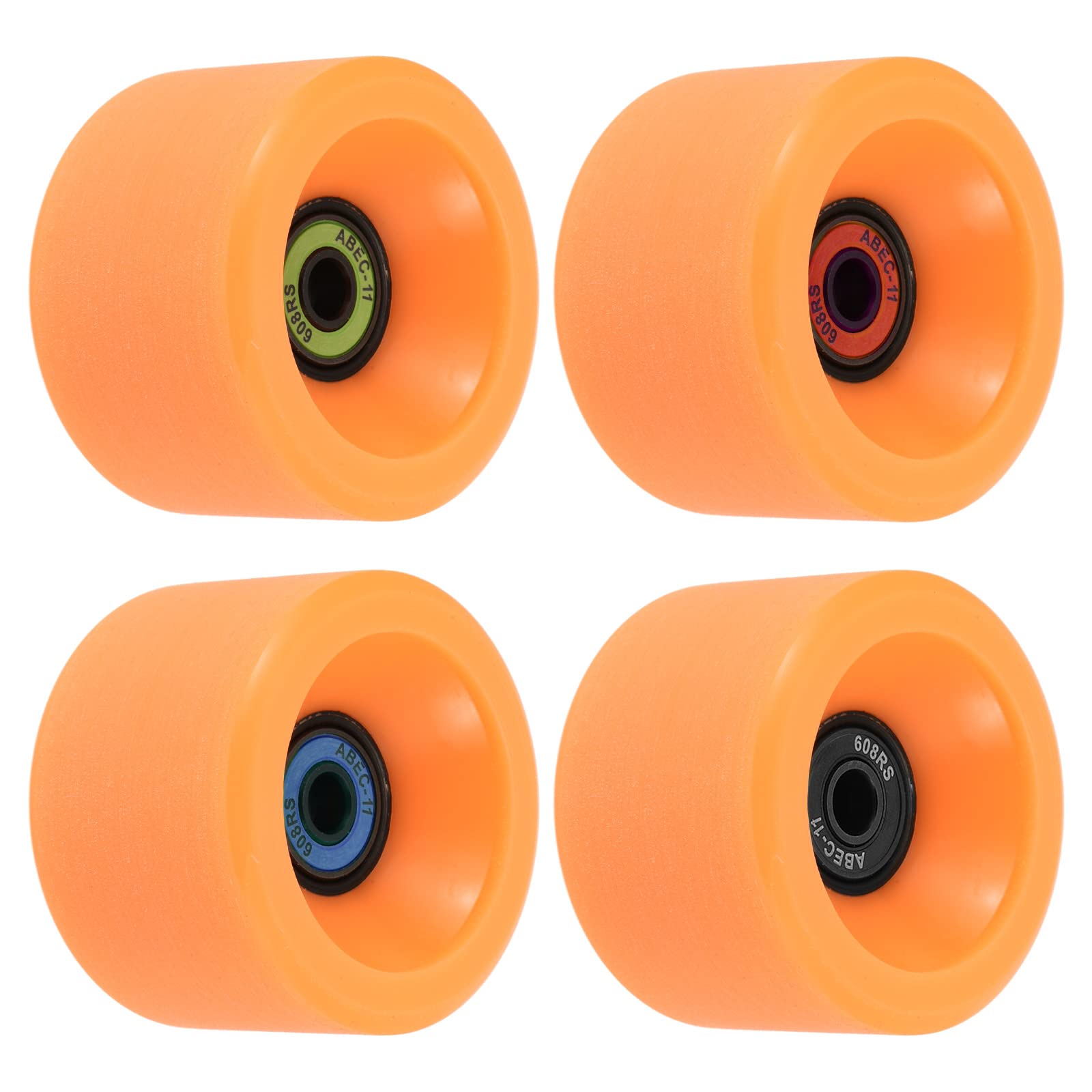 PATIKIL 65mm 78A Longboard Wheels with ABEC-11 Bearings, 4 Pack Soft Cruiser Wheels Street Wheels for Skateboards Skateboard Wheel PU Frosted, Orange