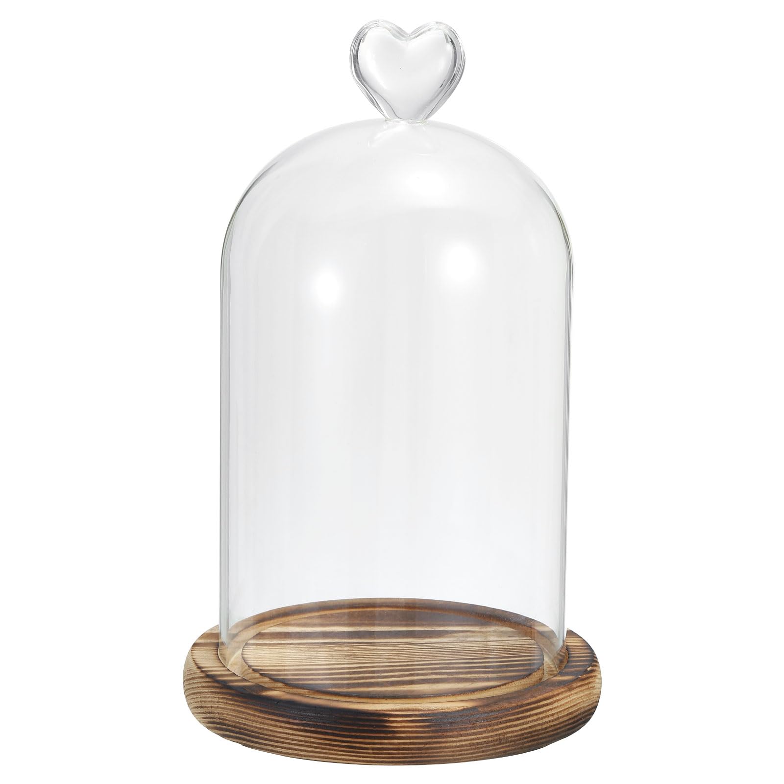 PATIKIL 7.5"x3.9" Glass Dome Cloche, Clear Glass Bell Jar Display Case Tabletop Centerpiece with Wooden Base for LED Light Christmas Home Decor