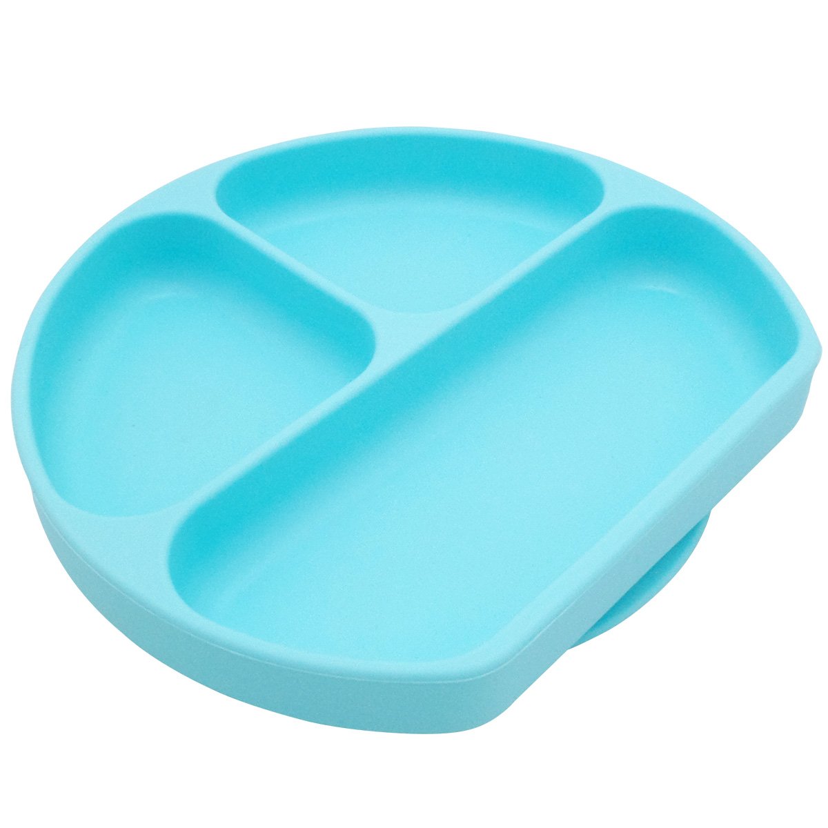 KIDAC Silicone Divided Toddler Anti-skid Suction Plates Dishes Feeding Bowls for Babies Kids (Aqua Blue)