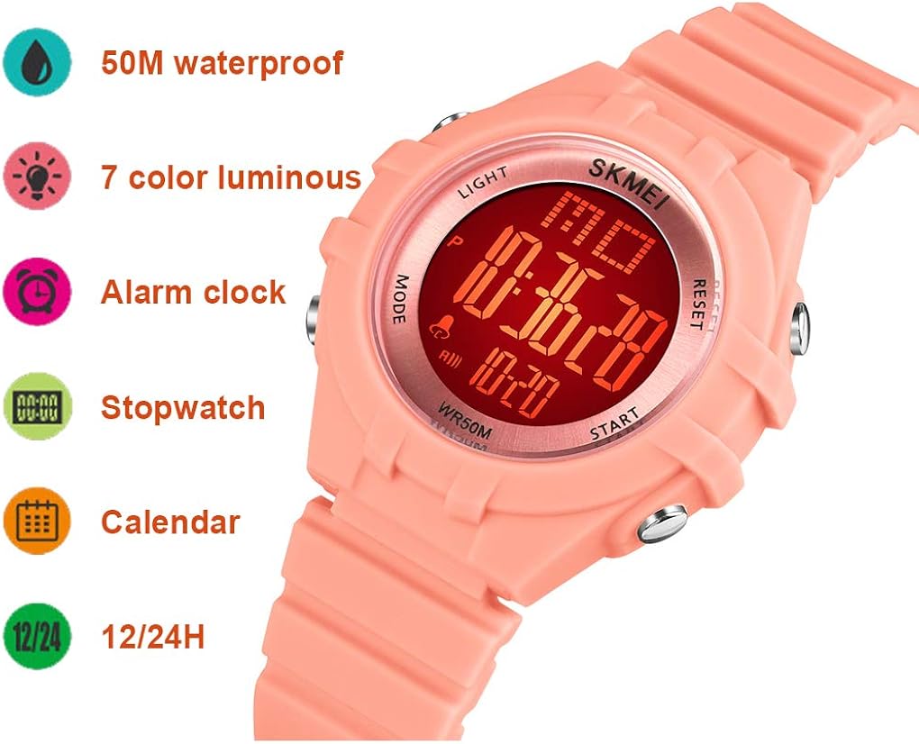 CakCity Kids Digital Sport Waterproof Watch for Girls Boys Kid Sports Outdoor LED Electrical Watches with Luminous Alarm Stopwatch Child Wristwatch Ages 3-21: Watches