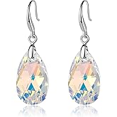 Austrian Crystal Teardrop Dangle Hook Earrings for Women 14K Gold Plated Hypoallergenic Jewelry