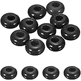 uxcell 10 Pcs Large Hole Stone Beads Charm, 10mm Gemstone Beads Macrame Natural Rondelle Loose Crystal Bead for DIY Jewelry Making Keychain Bracelet Necklace, Black