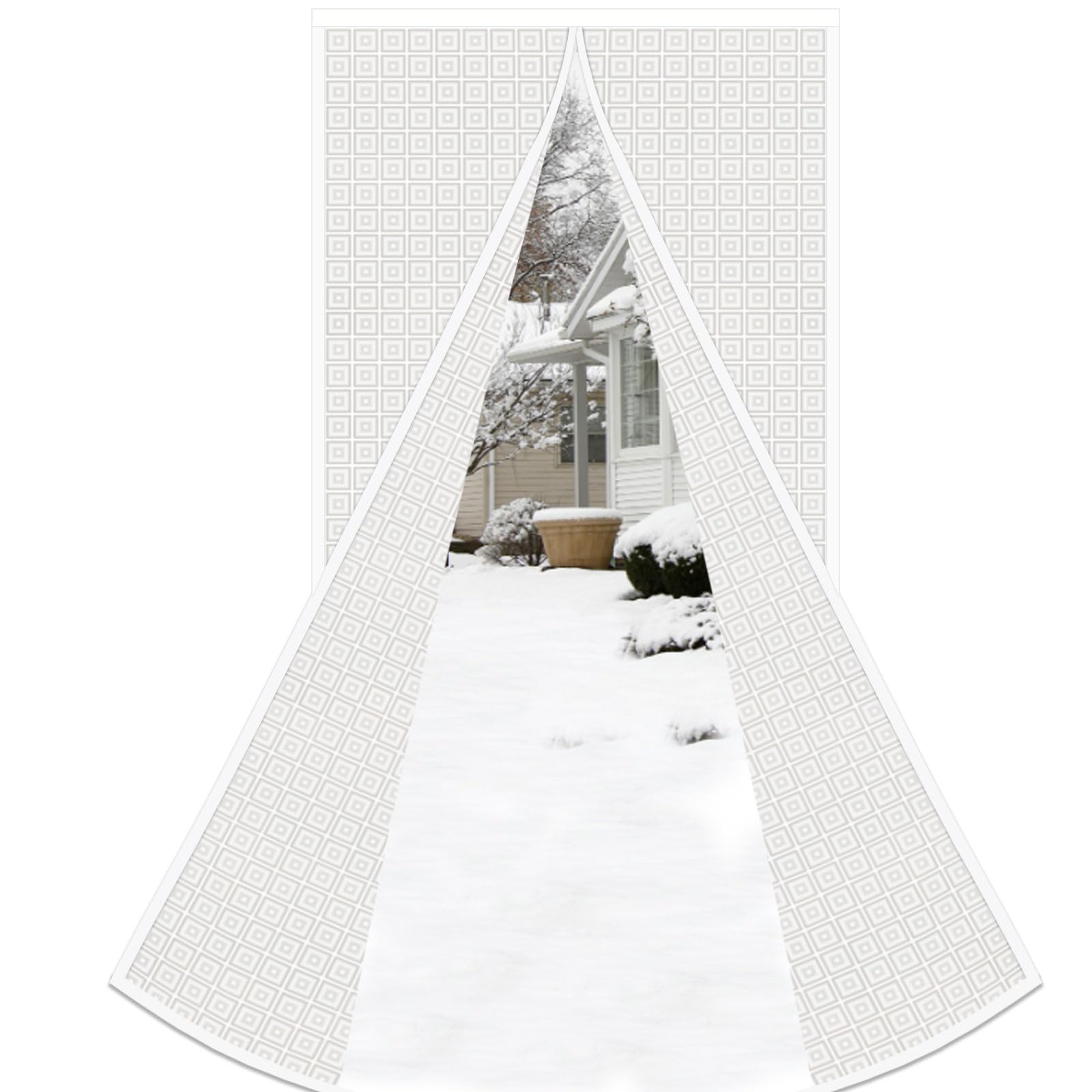 Risareyi Magnetic Thermal Insulated Door Curtain Semi-Transparent EVA Window Cover Anti-Dust Waterproof Windproof Auto-Closing for Living Room, No Drilling, 135x115cm, White