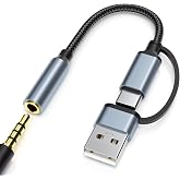 USB-C 3.5mm Audio Adapter with Type-A Converter, TRRS Headphone Jack &amp; Mic | 2-in-1 USB-A &amp; USBC to 1/8" AUX Cable Dongle for iPhone 17/16/15,iPad Pro/Air/Mini,Samsung Galaxy,MacBook,PC,Laptop,Headset