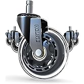 HOLKIE Office Chair Wheels - Universal Fit 3 Inch Roller Blade Casters - Safe for Hardwood Carpet Floors - Heavy Duty Rubber 