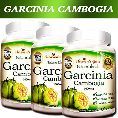 3 Garcinia Cambogia Extract Weight Loss Supplement - Fast Weight Loss - 100% Pure - 70% HCA - 1000 mg Capsules, 180 Diet Pills - All Natural, No Additives - Appetite Suppressant - Organic
