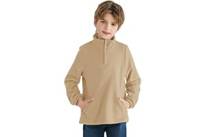 Haloumoning Boys Fleece Lined Quarter Zip Pullover Kids Mock Neck Sweatshirts with Pockets 5-14 Years
