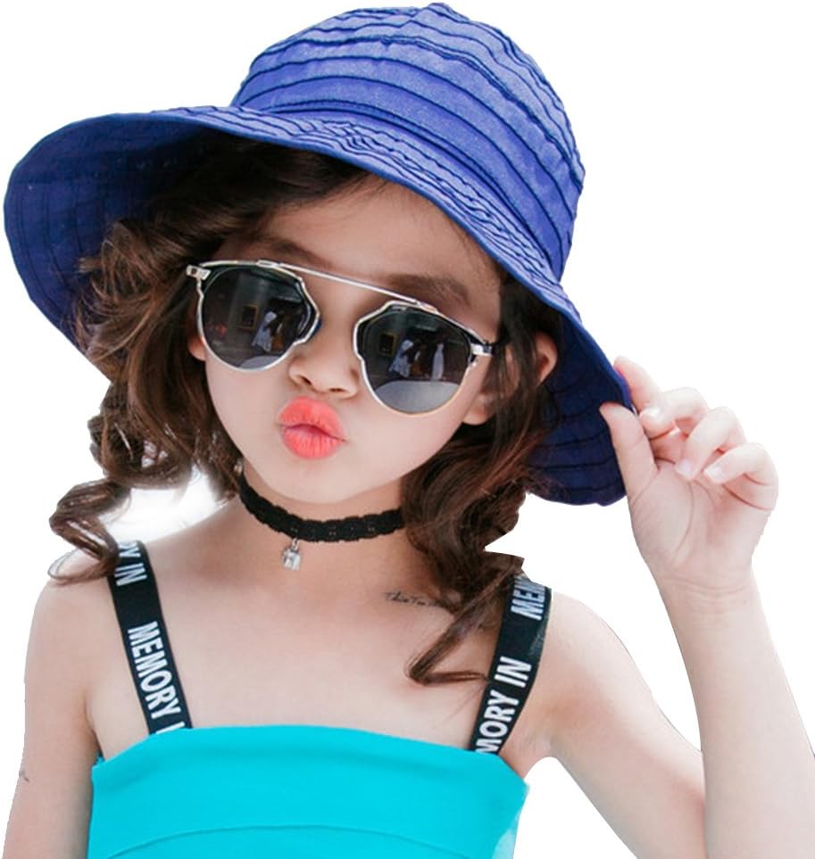 Summer Wide Brim Foldable Packable Sun Blocking Hat Floppy Beach Sand Pool UPF 50+ Visor Cap Women Ladies Kids Girls