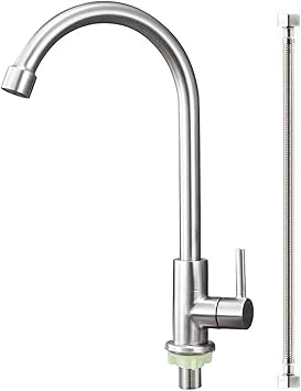 Orleimi Cold Water Only Kitchen Faucet Brushed Nickel Sink Faucet