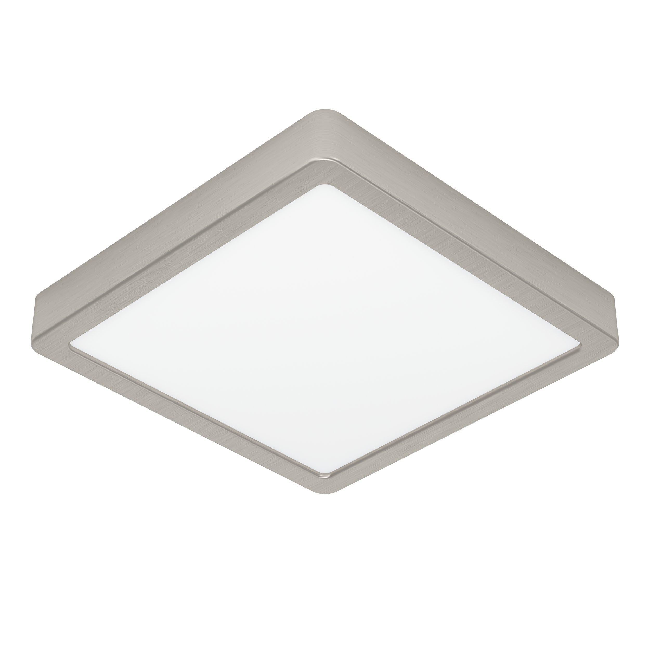 Eglo LED Ceiling Light Fitting Fueva 6, Square Ceiling lamp, Flush Light Fixture, Plastic in Silver and White, Ceiling Lighting Warm White-Cold White, 22x22 cm