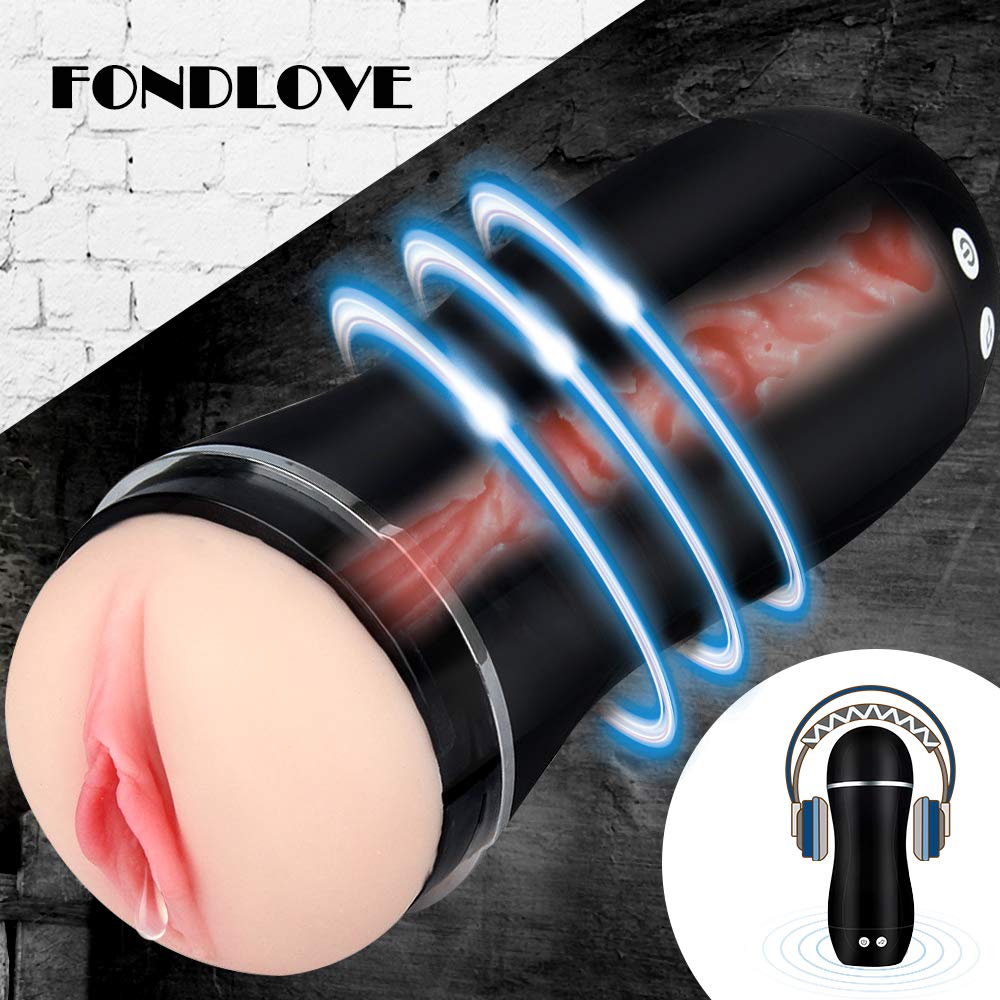 Fondlove Masturbatoren Sexpielzeug für Männer 3D Masturbieren Cup mit Realistische Muschi Vagina 10 Vibrationsmodi