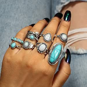 Amazon.com: Asphire 8 Pcs Bohemian Joint Knuckle Rings Set Oval ...