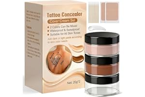 Tattoo Cover Up Makeup Waterproof, Sweatproof & Long-Lasting Tattoo Cover, 2 Colors Adjustable Makeup Concealer, Suitable for Bruise, Scars & Other Blemishes