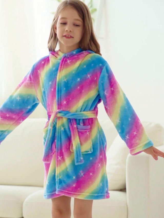 6 Unicorn+Hooded+Bathrobe+Sleepwear+Matching