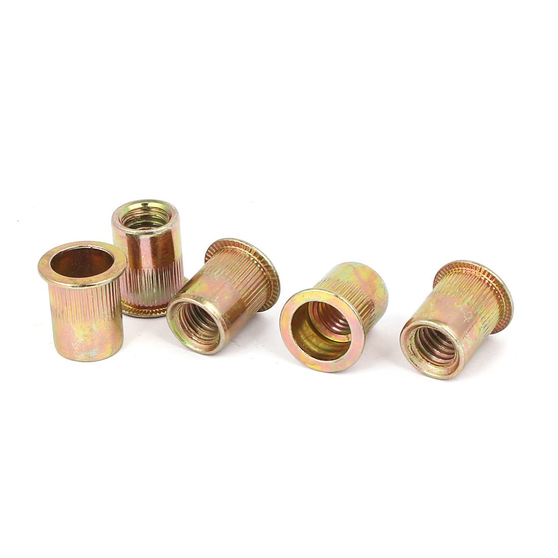 Sourcingmap 3/8"-16 Straight Knurled Rivet Nut Insert Nutsert Bronze Tone 5pcs