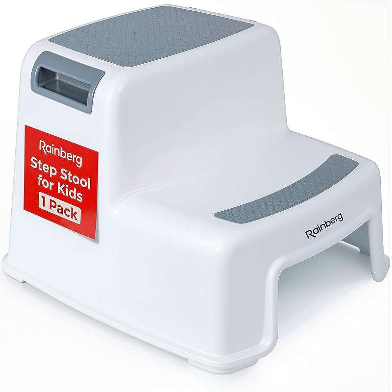 Rainberg 2 Step Stool for Kids - Sturdy Anti-Slip Potty Training Aid