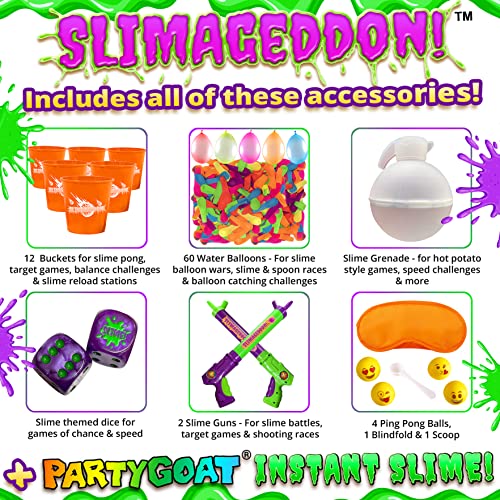 SLIMAGEDDON! Over 20 Funny Slime Challenges. Slime Blasters, Buckets, Balloons, Dice, Balls & Powder! Outdoor Family Fun. Birthday Party Games for Kids & Teens!